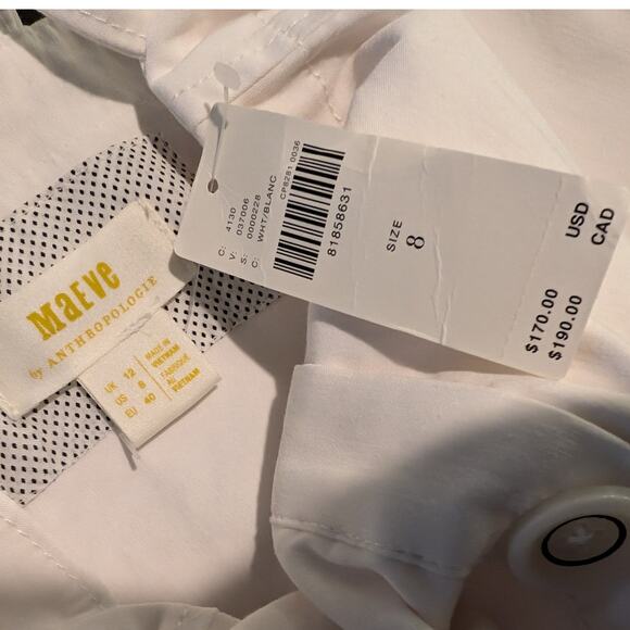 Anthropologie Maeve Square Neck Button Down Linen Blend Midi Dress Size 8 NWT - Picture 8 of 8